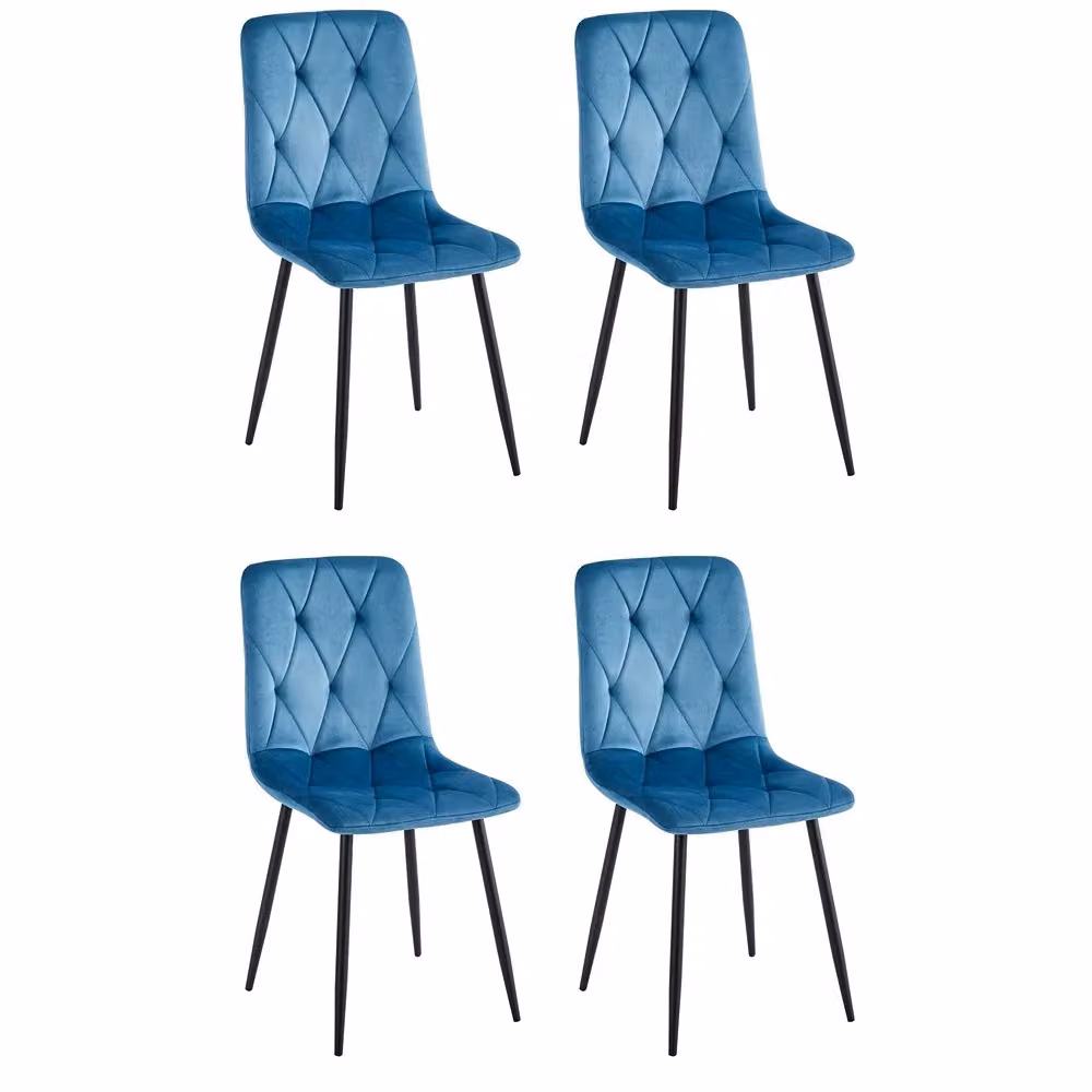 Sedia MELITA CASA VITAL in velluto blu con struttura in metallo per sala da pranzo e cucina – 2