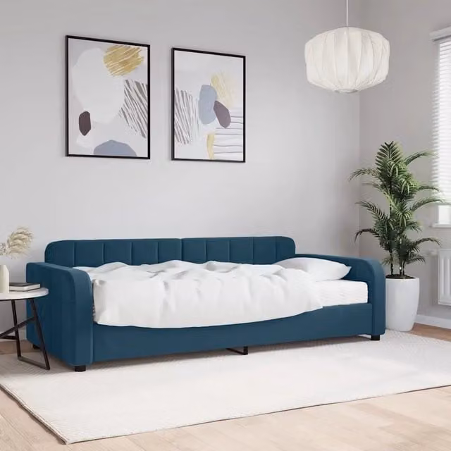 Divano Letto con Materasso-Sofa Letto-Daybed Blu 90x200 cm in Velluto 294951