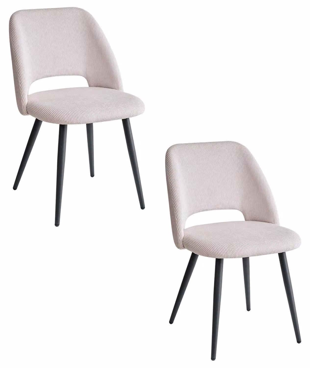 Sedie da pranzo in velluto a coste - Set da 2 - Struttura in metallo - Stile moderno e minimalista - Resistenti - Facili da pulire - Adatte per cucina e sala da pranzo - Beige
