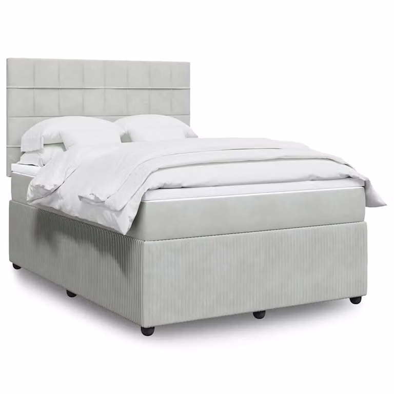 vidaXL Giroletto a Molle con Materasso in Velluto Grigio Chiaro L/P/H: 140 x 200 cm