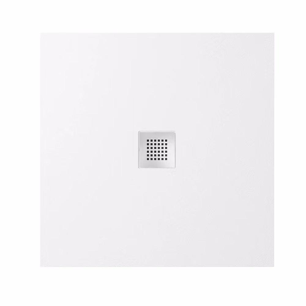 Piatto doccia quadrato Kos in marmoresina bianco effetto pietra antiscivolo L/P: 80 x 80 cm – 2