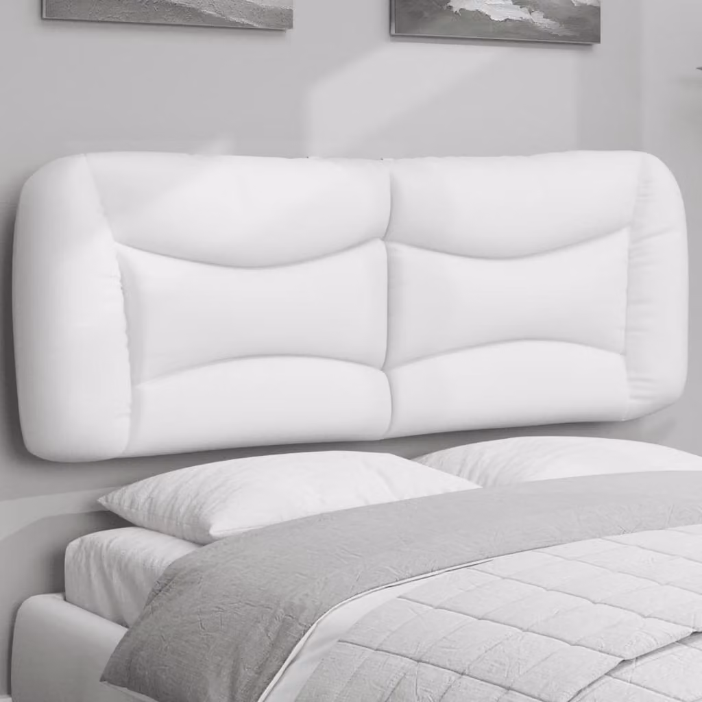 Testiera per letto imbottita vidaXL Hvar in similpelle bianca con montaggio a parete