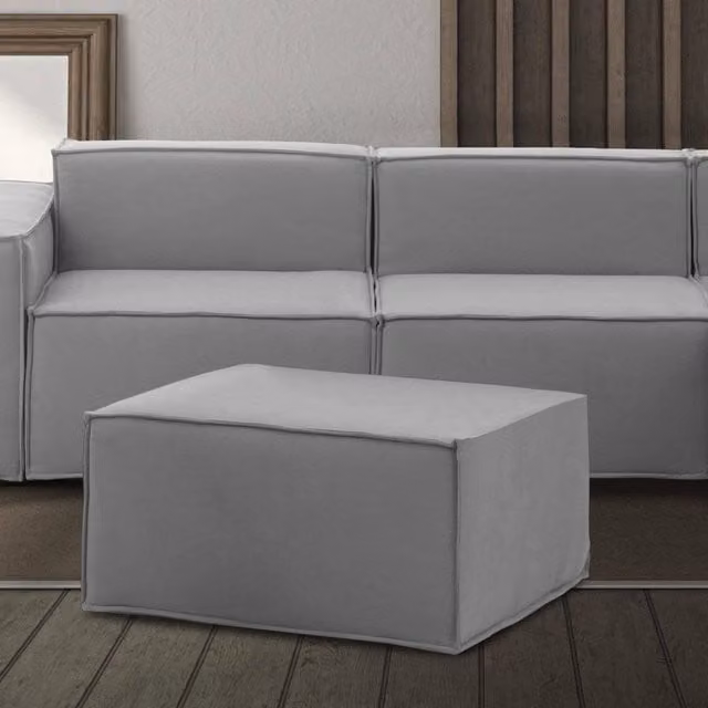 Pouf Avolasca Talamo Italia, Poltroncina relax imbottita in tessuto grigio, L: 80 cm, P: 70 cm, H: 43 cm – 1