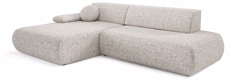 Divano angolare con funzione letto, modello Puentro, rivestito in tessuto effetto cenere (grigio)