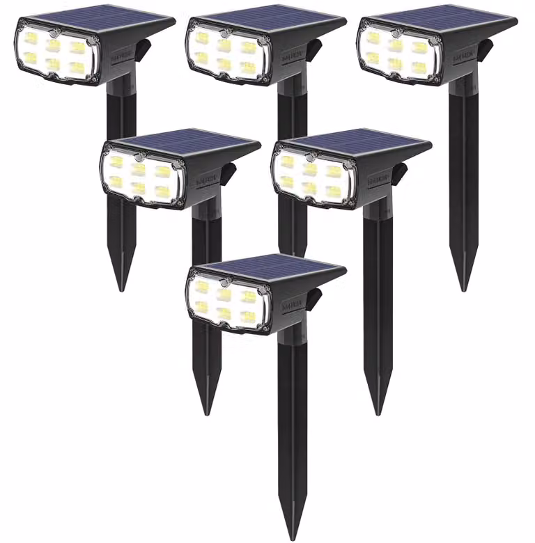 Set di 4 luci LED solari per esterni, 860 lumen, grado di protezione IP67, 36 LED