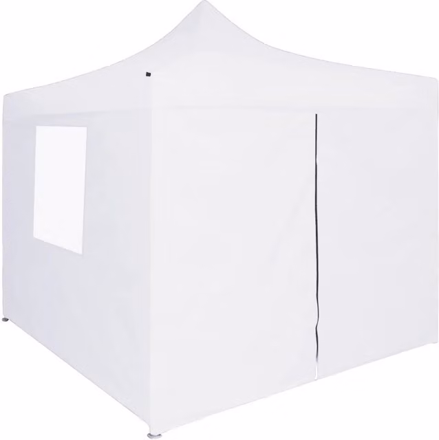 Gazebo Pieghevole con Pareti e Finestre vidaXL in Acciaio e PVC Bianco L/P/H: 300 x 300 x 291 cm
