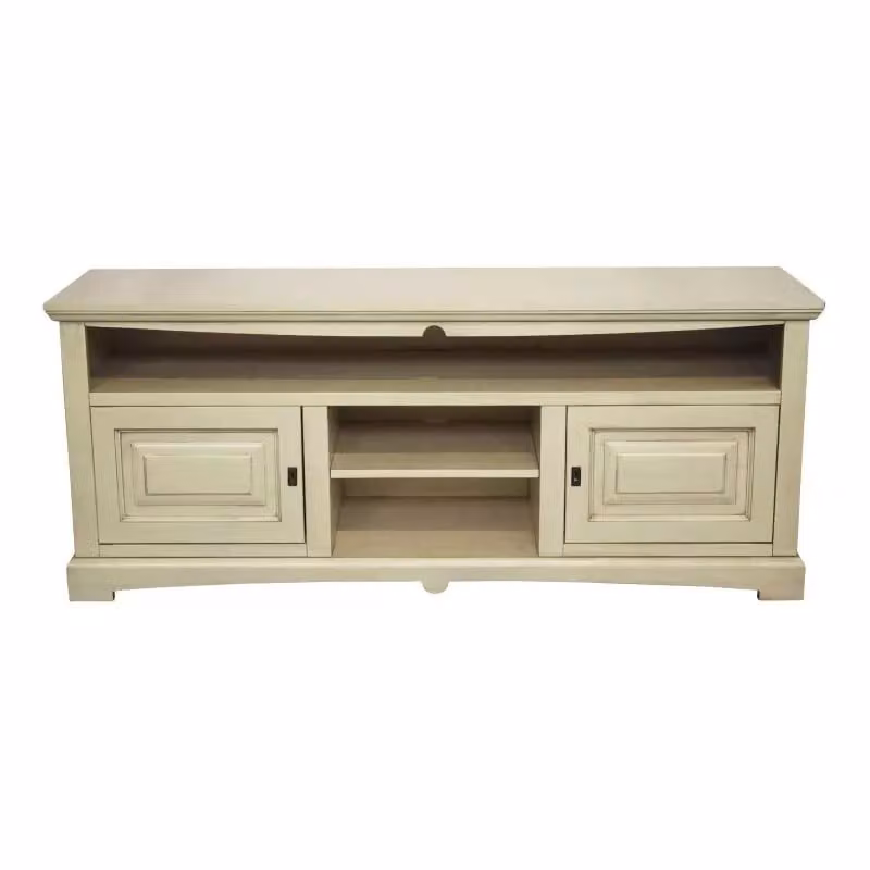 Mobile porta TV Goccia in legno di pino stile shabby chic color bianco e beige Mobili 2G L: 170 cm, P: 46 cm, H: 69 cm – 1