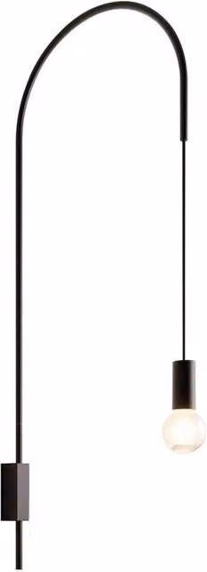 Zafferano - Lampada da Parete Filo, Orientabile 200°, Metallo Verniciato Lampadina E27 max 60W inclusa, H110cm - Nera