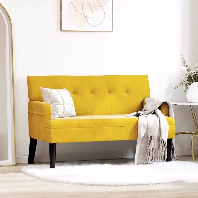 Panca Chesterfield vidaXL in velluto giallo L 112 x P 65,5 x H 75 cm
