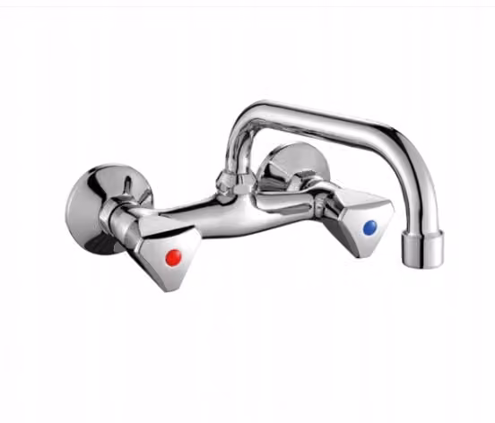 Miscelatore per lavabo a due maniglie NORM cromo per montaggio a parete