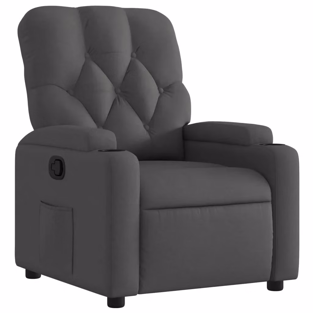 Poltrona reclinabile relax vidaXL in tessuto grigio con braccioli e leva manuale – 2