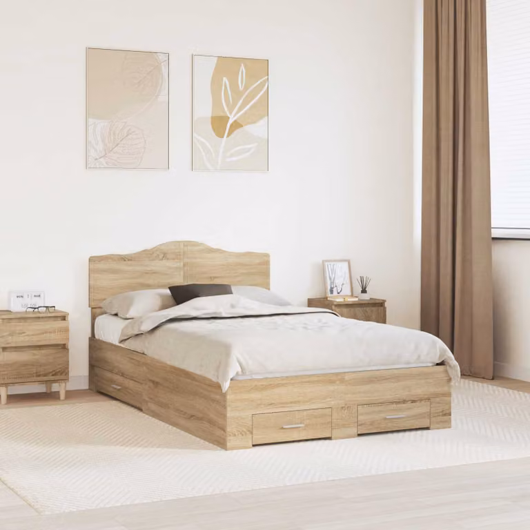 Struttura del letto con cassetto vidaXL in Rovere Sonoma marrone L 120 cm x P 200 cm