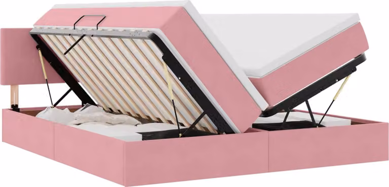Letto con contenitore LED e materasso Rosa 180 x 200 cm Velluto