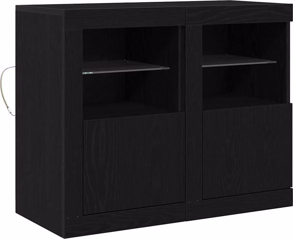 Madia LED 2 pcs Rovere Nero 41 x 37 x 67 cm Legno multistrato