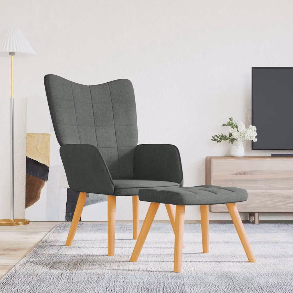 vidaXL Poltrona Relax con Poggiapiedi Grigia in Tessuto e Struttura Moderna