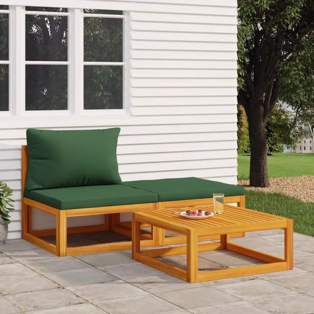 Maison Exclusive - Set da giardino 3 pezzi con cuscini in legno massello di acacia