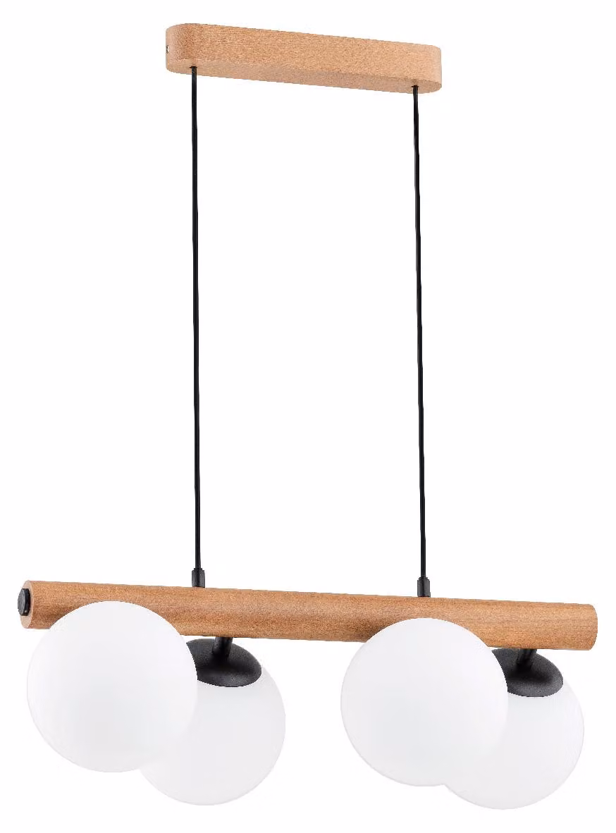 Lampada a sospensione ARAGON in legno chiaro e bianco, 4xE14x10W, legno, dimensioni: 65x60x35 cm, IP20, Alfa
