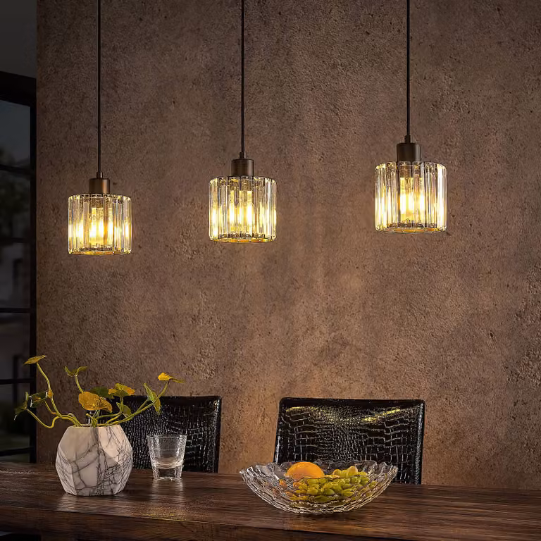 Lampada a sospensione in vetro Vella Lindby, dimmerabile, Nero, Soggiorno / Sala da pranzo, Metallo, Moderno, Lampada a sospensione