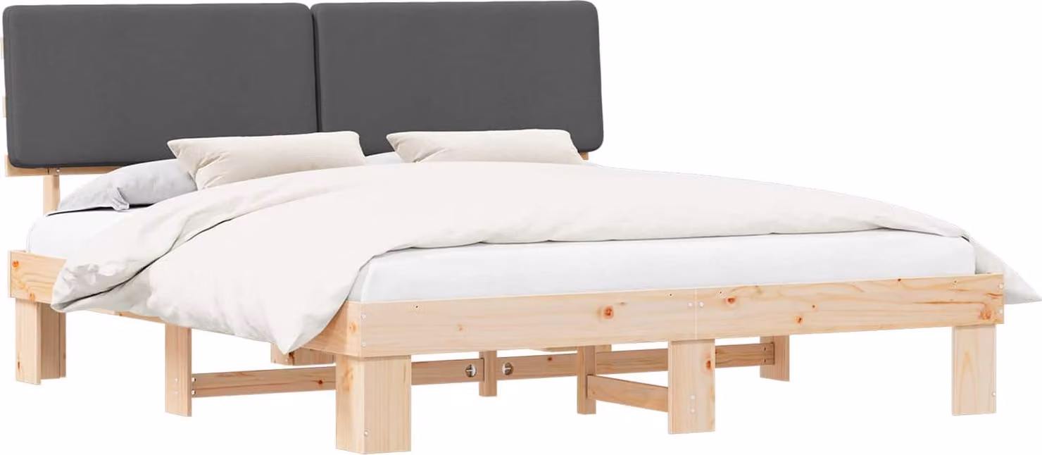 Letto con Testiera Rivestita Grigio scuro 180 x 200 cm