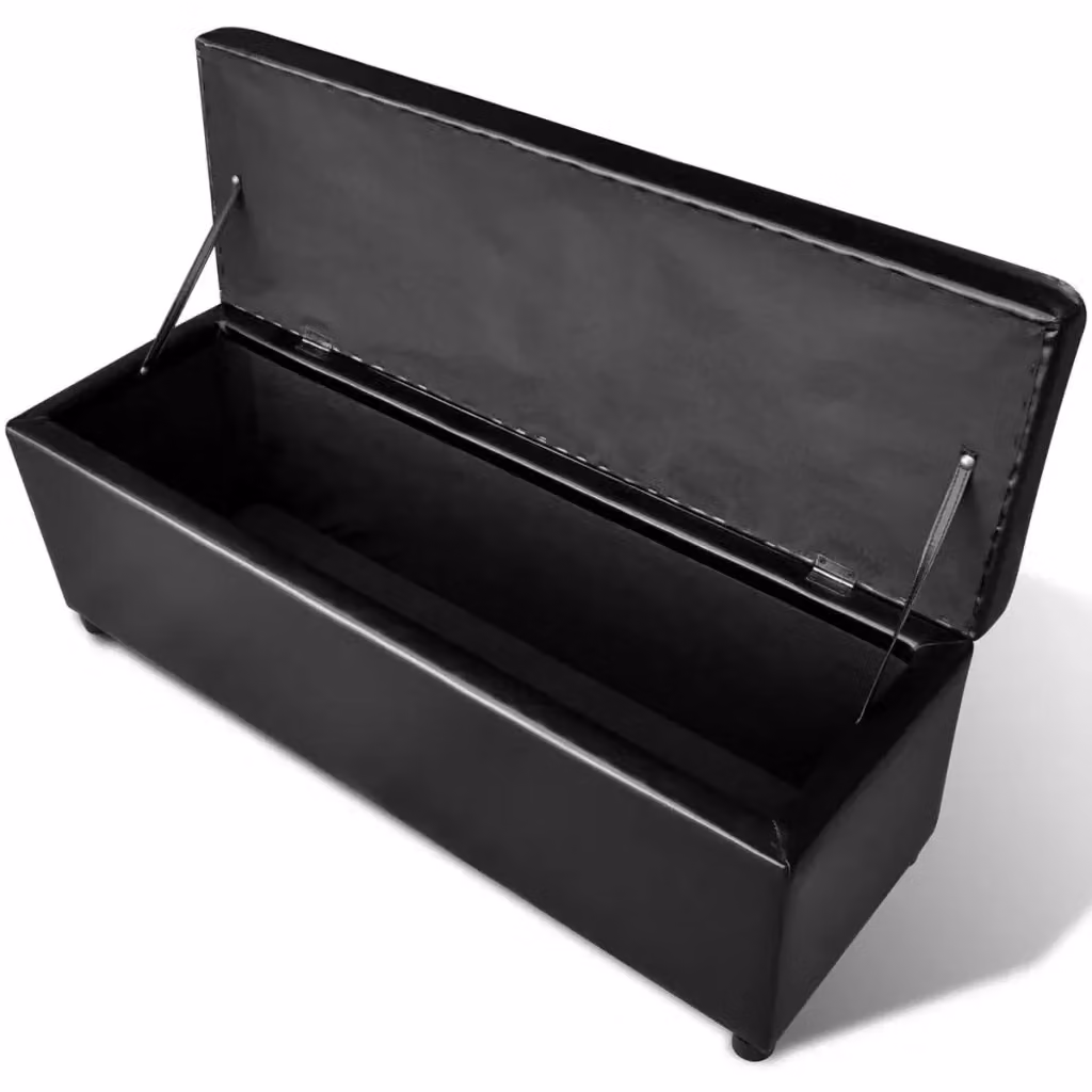 Cassapanca Lunga in Legno con Rivestimento in Ecopelle Nera vidaXL – 2