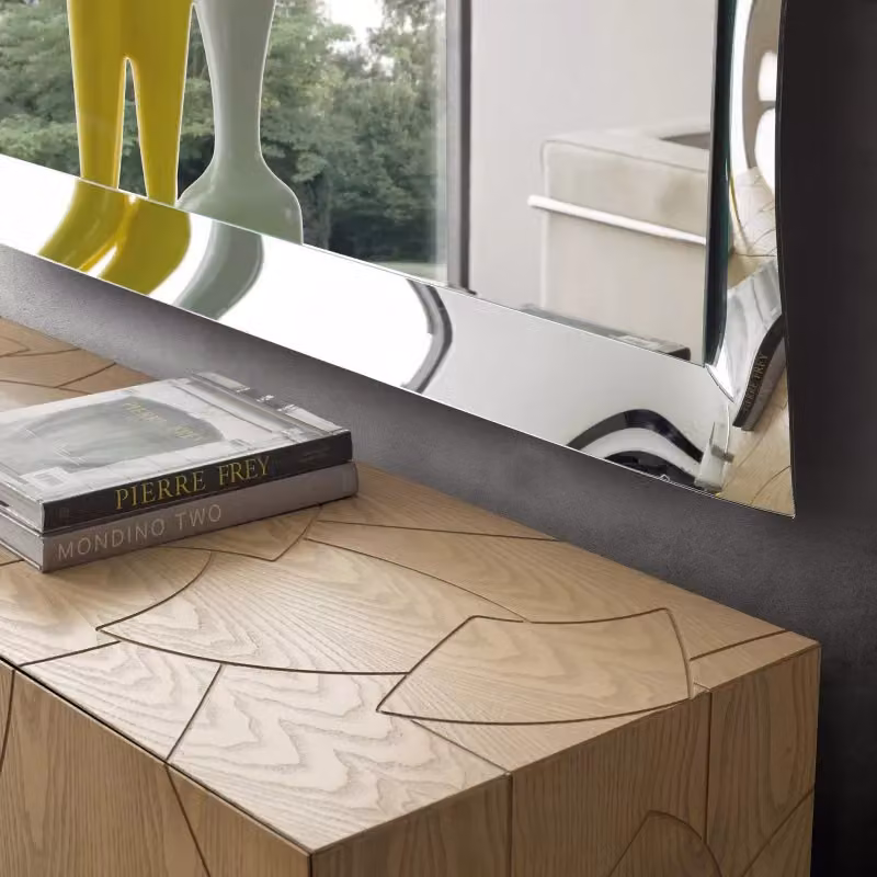 Madia contemporanea Mobili 2G con 3 ante in legno massello marrone e gambe in acciaio L: 180 cm, P: 45 cm, H: 73 cm – 2