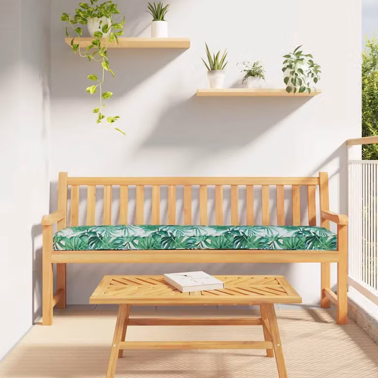 vidaXL Cuscino per pallet con motivo foglia verde multicolore in tessuto Oxford impermeabile L: 200 cm, P: 40 cm, H: 8 cm