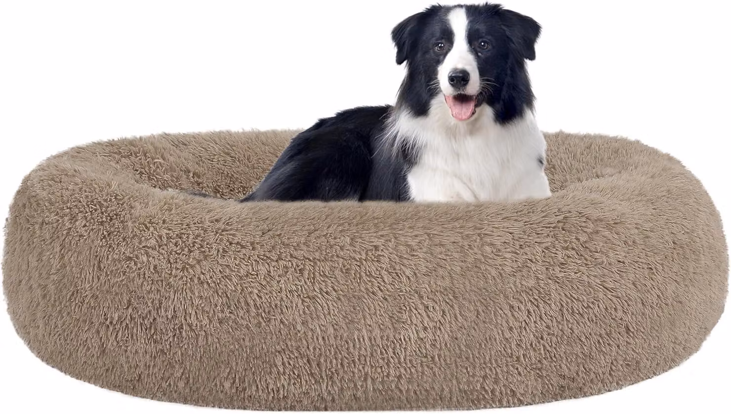 Cuccia ortopedica per cani, diametro 90 cm, a forma di ciambella, lavabile, color cammello, per uso interno