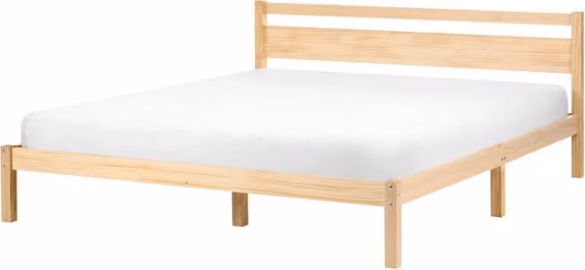 Letto matrimoniale Beliani in legno di pino in stile scandinavo con rete a doglie fisse L/P/H: 208 x 180 x 150 cm