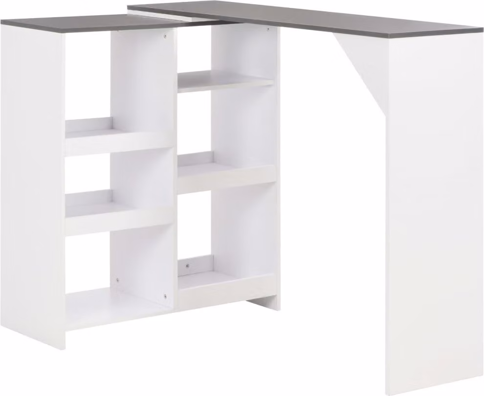 The Living Store Tavolo bar con ripiano mobile bianco 138x39x110 cm