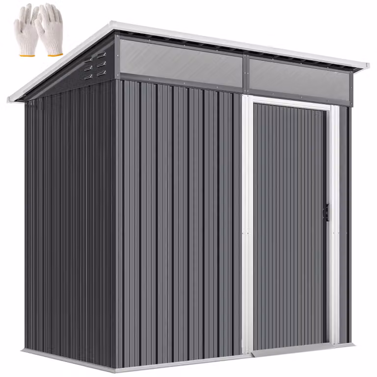 Capanno in metallo Outsunny 1,9m² 195x122x182cm capanno per attrezzi con fondamenta