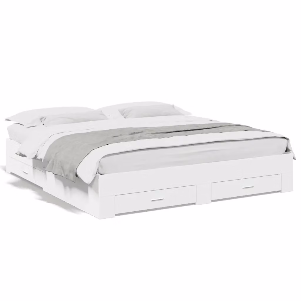 vidaXL Giroletto con Cassetti Bianco in Legno Multistrato L: 180 cm, P: 200 cm, H: 203 cm – 2
