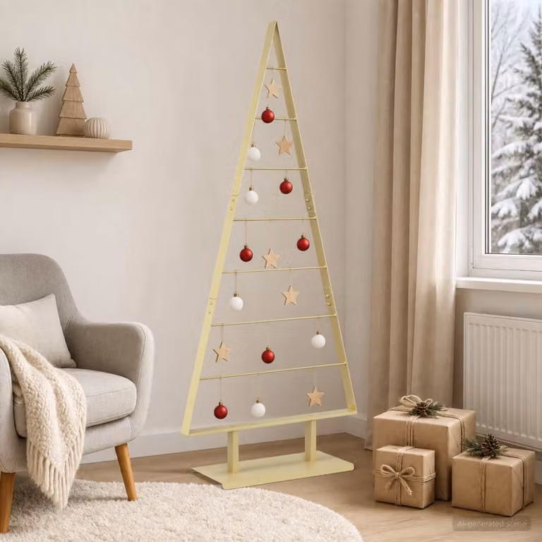 Albero di Natale moderno in metallo vidaXL KUOPIO, colore oro, Altezza: 150 cm