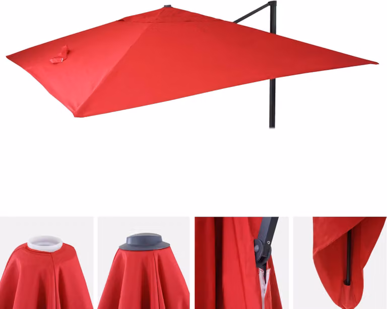 Copertura di ricambio per ombrellone da giardino HWC-A96, copertura per ombrellone, ricambio, 3x4 metri (diametro 5 metri), poliestere, colore: rosso
