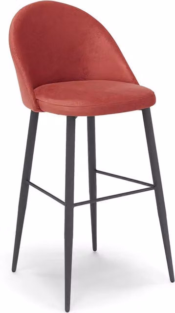 Sgabello Imbottito LOLA Redokasa in Velluto Idrorepellente con Gambe in Metallo, Colore Rosso, Altezza: 73 cm