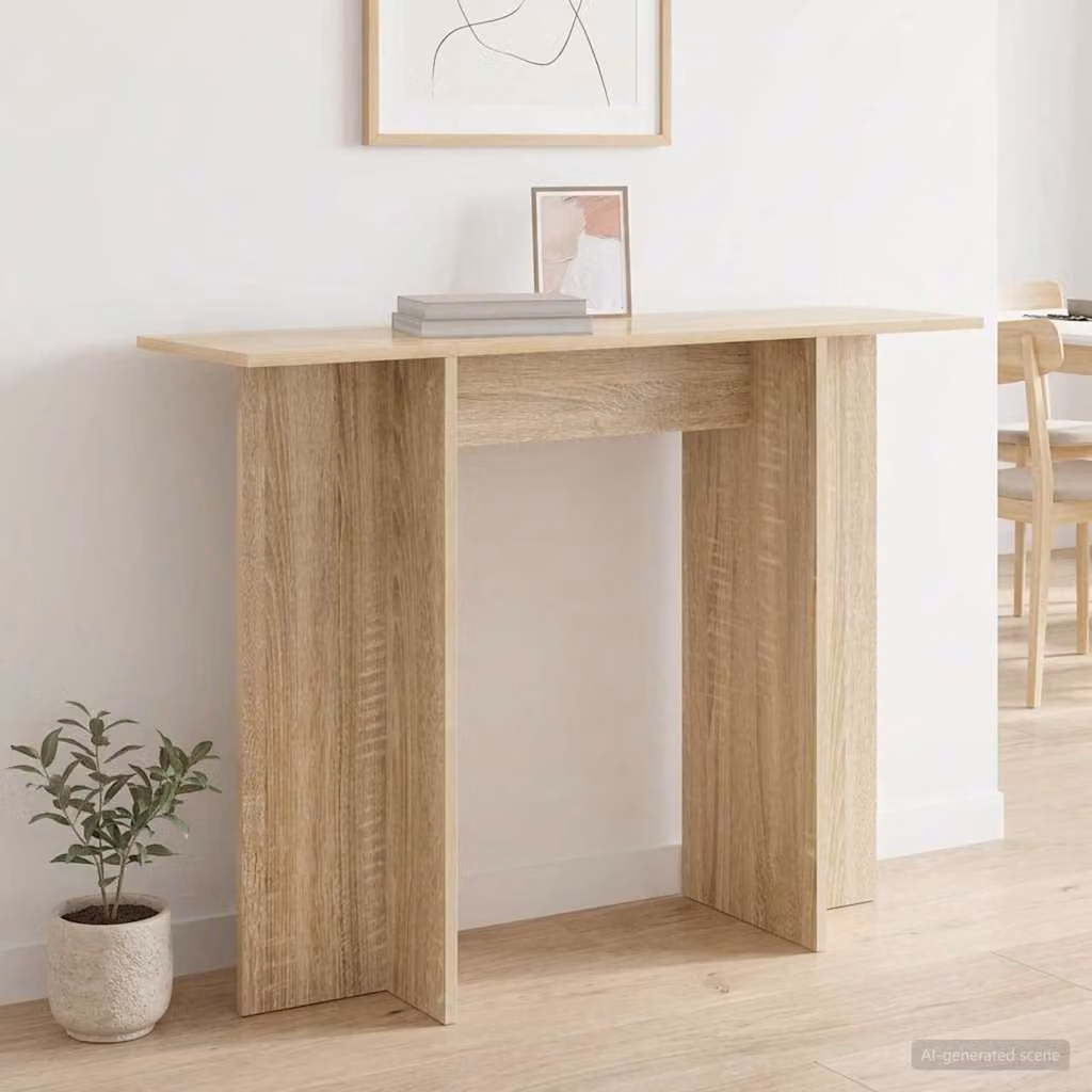 vidaXL Tavolo consolle moderno in legno color rovere, L 100 x P 30 x H 75 cm