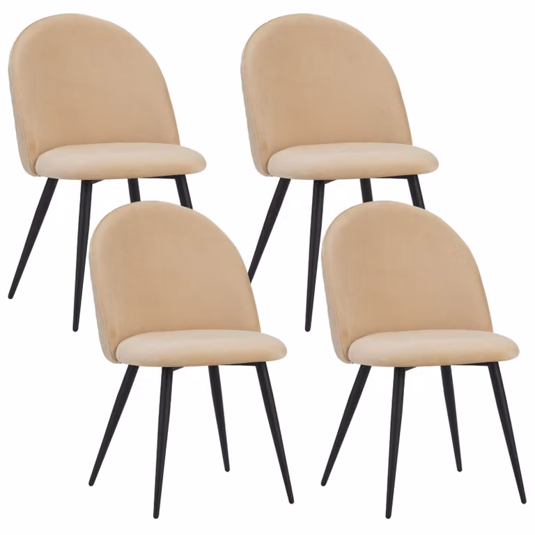 Sedie da pranzo Albatros con rivestimento in velluto, set di 4 CAPO, beige - Elegante design vintage, elegante sedia da pranzo imbottita - Sedia da cucina o da sala da pranzo con elevata capacità di carico