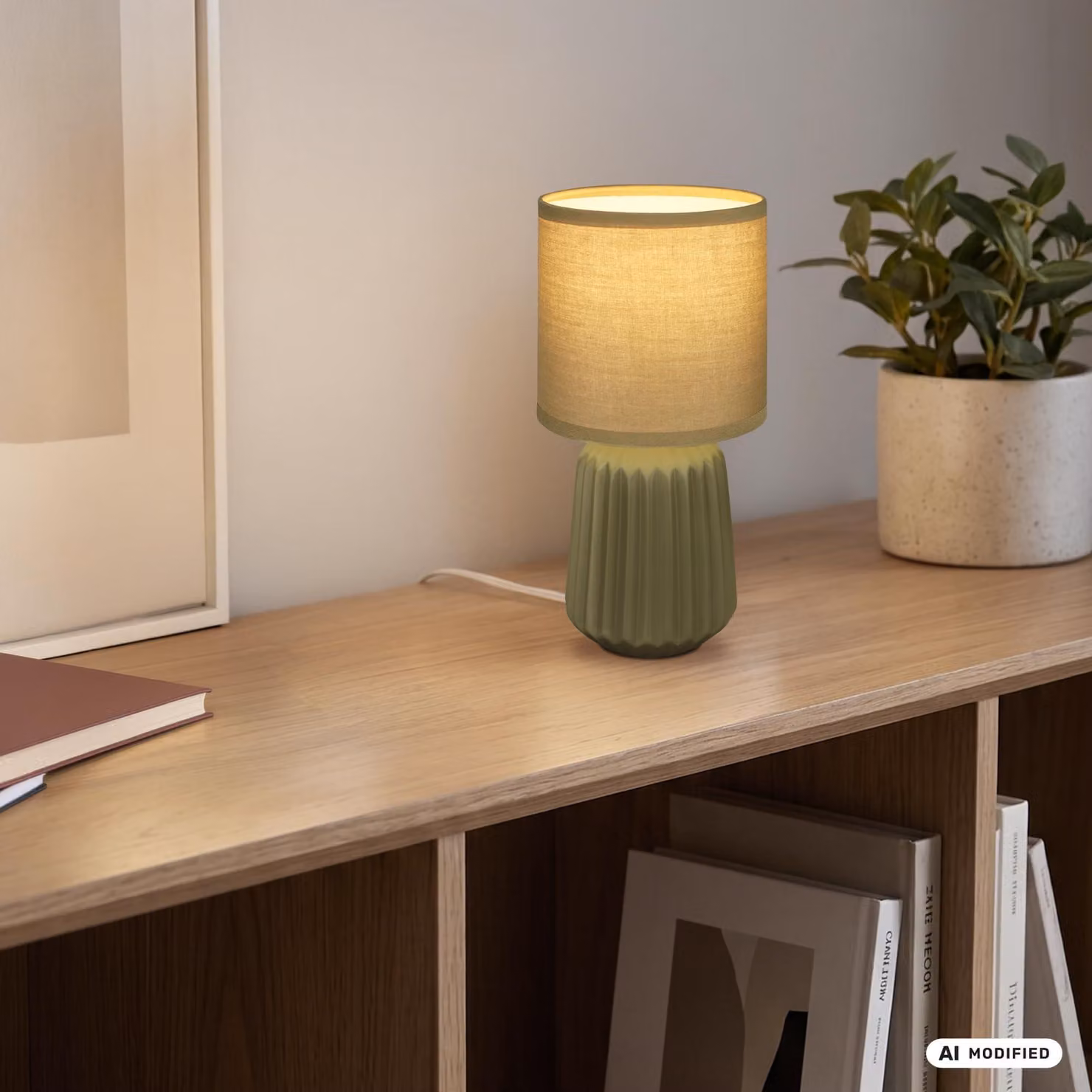 Briloner Lampada da comodino piede in Vetroceramica Ø13x27 cm attacco E14 max. 25W interruttore a filo verde - Lampada da tavolo soggiorno camera corridoio