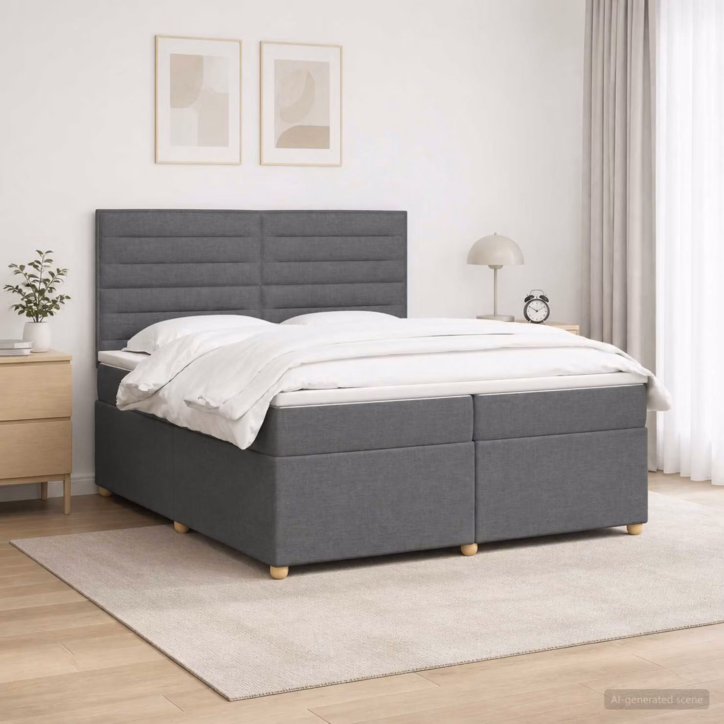 vidaXL Letto Box Spring con Materasso e Base Contenitore, Grigio Scuro, L/P: 200 x 200 cm