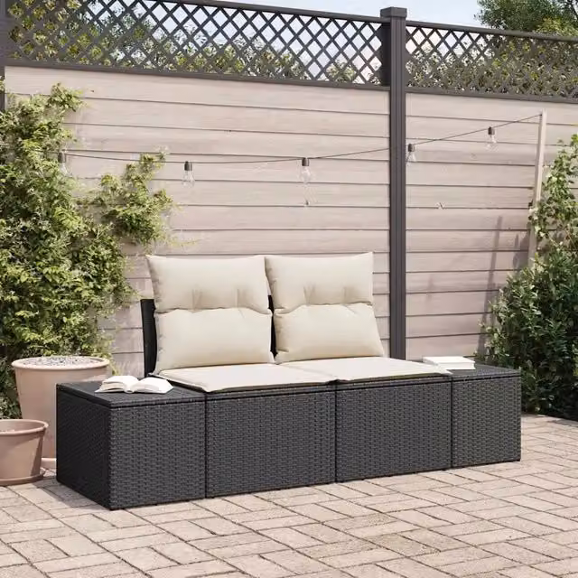 Divano da giardino-Sofa da Giardino-Divano da esterno Nero 123 x 62 x 69cm polyrattan 320682