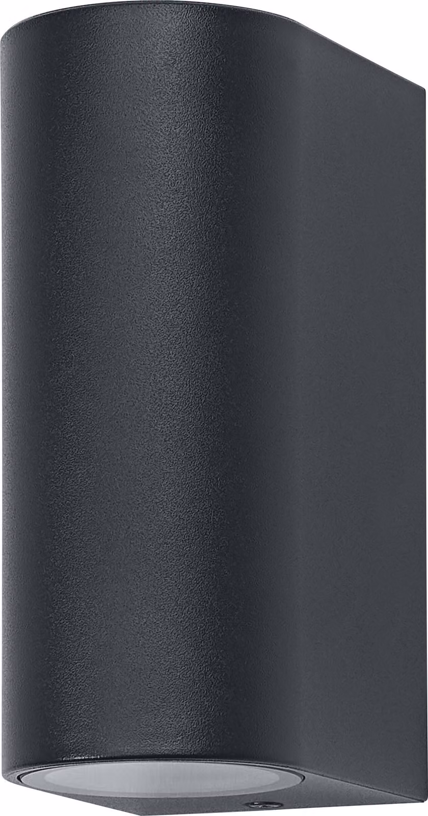 Lampada da parete esterna OSRAM, colore grigio scuro, attacco GU10, 2x5 W (potenza massima), grado di protezione IP54, vetro, durata 25.000 ore, fibra di carbonio e nylon, grado di protezione IK06