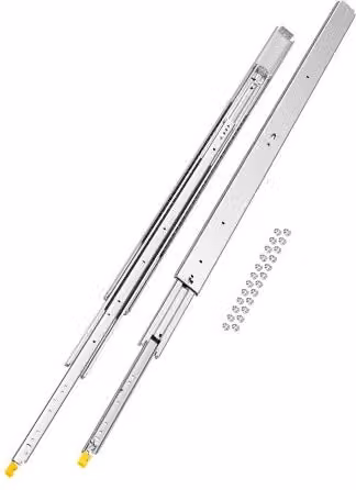 Coppia di guide per cassetti a estensione completa VEVOR in argento con cuscinetti a sfera e sistema di bloccaggio, capacità di carico 226,8 kg, Lunghezza: 142,2 cm