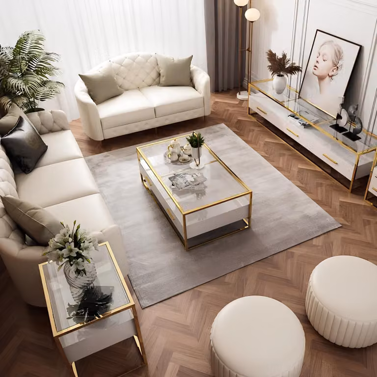 Designer Couch Sitz Polster 3+2 Sitzer Weiß Leder Garnitur Sofa Möbel Garnituren