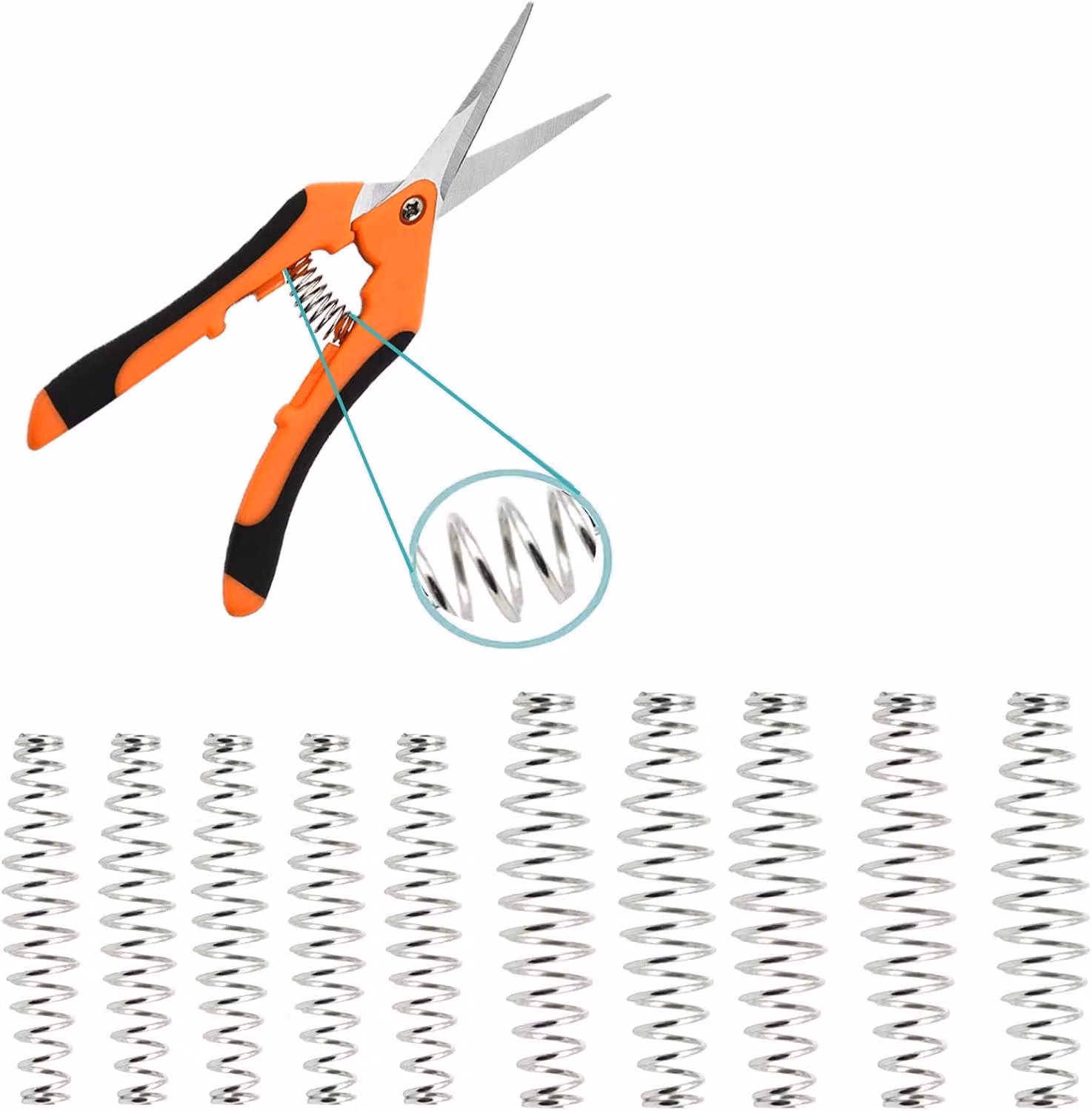 10 pezzi di molle, sostituti per le molle a spirale delle cesoie da giardino, per molle di cesoie da giardino, migliorano le prestazioni di taglio (4/4,8 cm)
