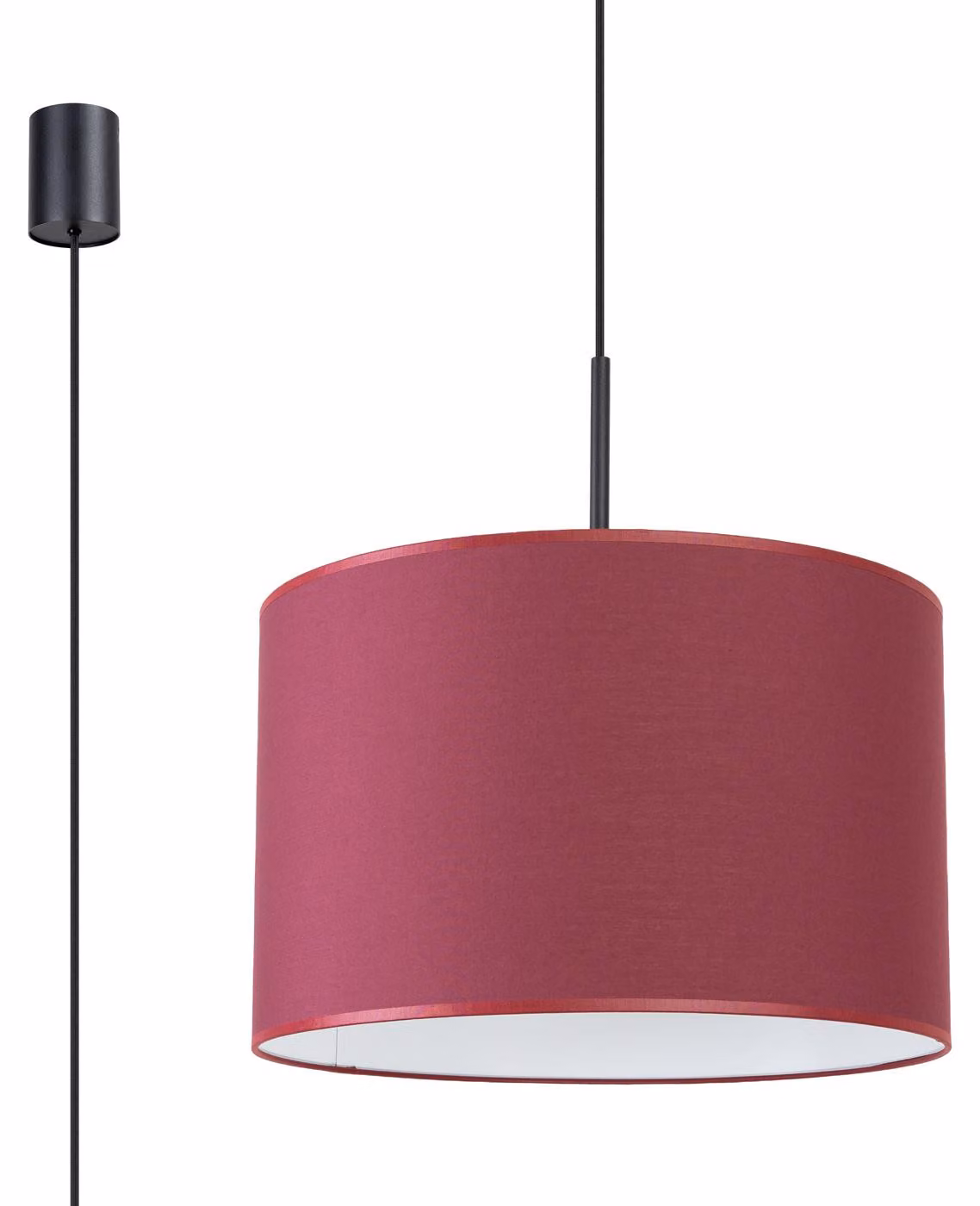 Lampada a sospensione PURELA nero-bordeaux 1xE27x15W in tessuto, dimensioni: 137x40x40 cm, IP20, Pure Lume