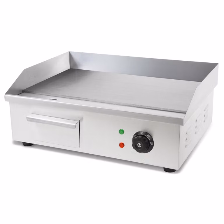 VERTES piastra piastra plancha grill elettrico 3000W acciaio inox superficie grill piatta 55x35cm, termostato, temperatura 50-300°C