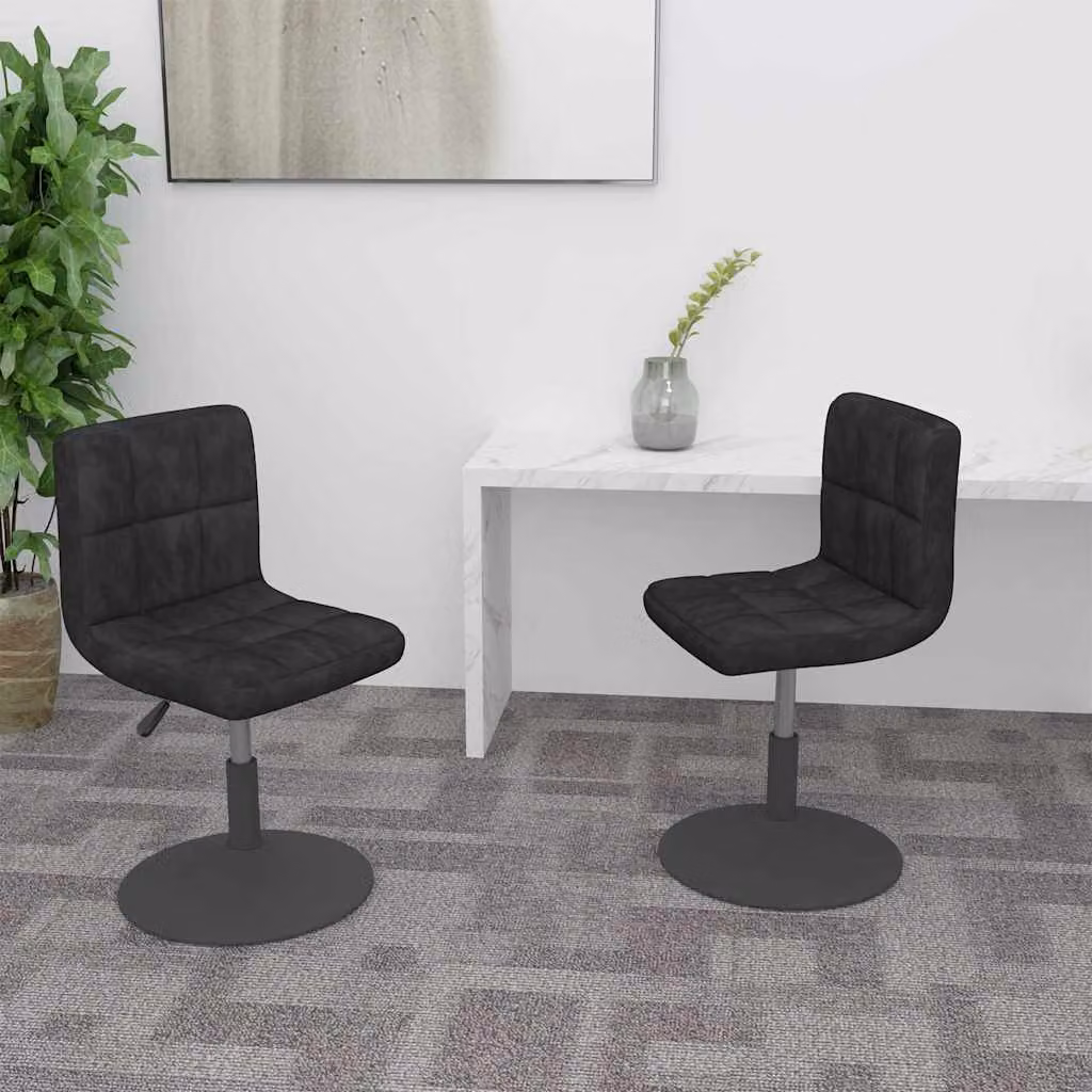 Set di 2 sedie da pranzo girevoli vidaXL in velluto nero con base in metallo