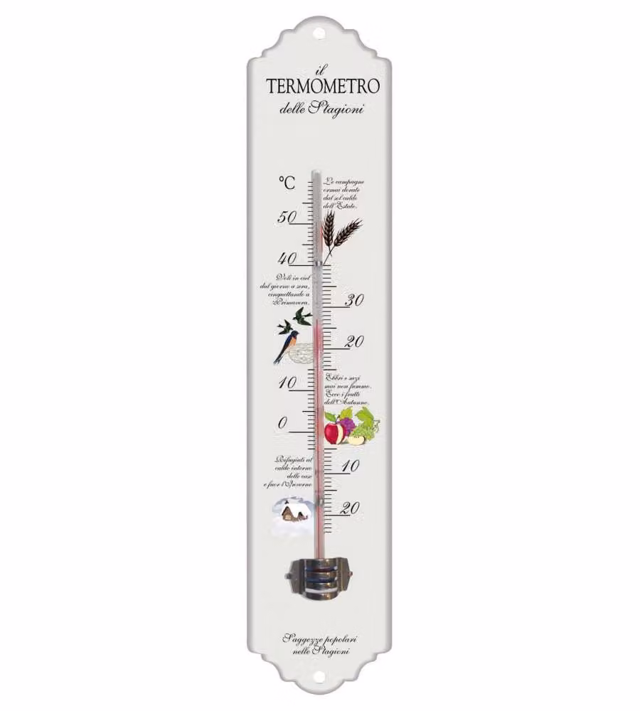 Termometro Decorativo in Metallo - Bianco Laccato - 300x65 mm