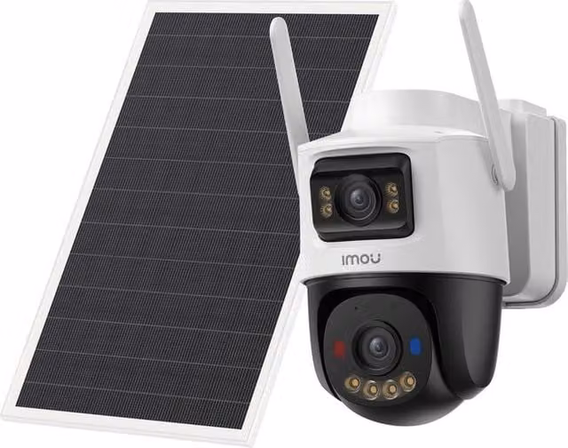 Kit Telecamera IP Esterna Imou AOV Dual Kit con Doppia Ottica 10MP, Connettività 4G e Wi-Fi, Batteria da 10000 mAh e Pannello Solare 8W, Colore Bianco e Nero – 1