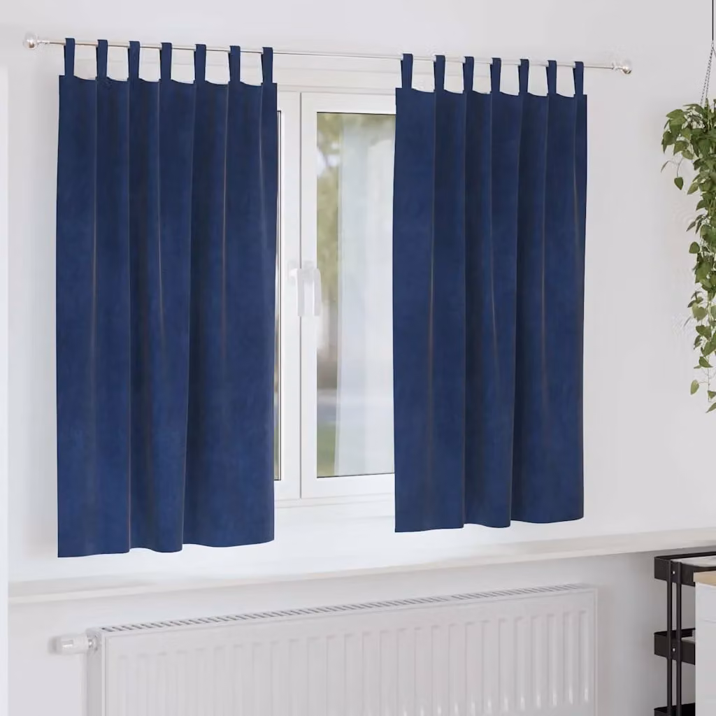 Set di 2 tende oscuranti vidaXL in velluto blu, L: 140 cm, H: 175 cm