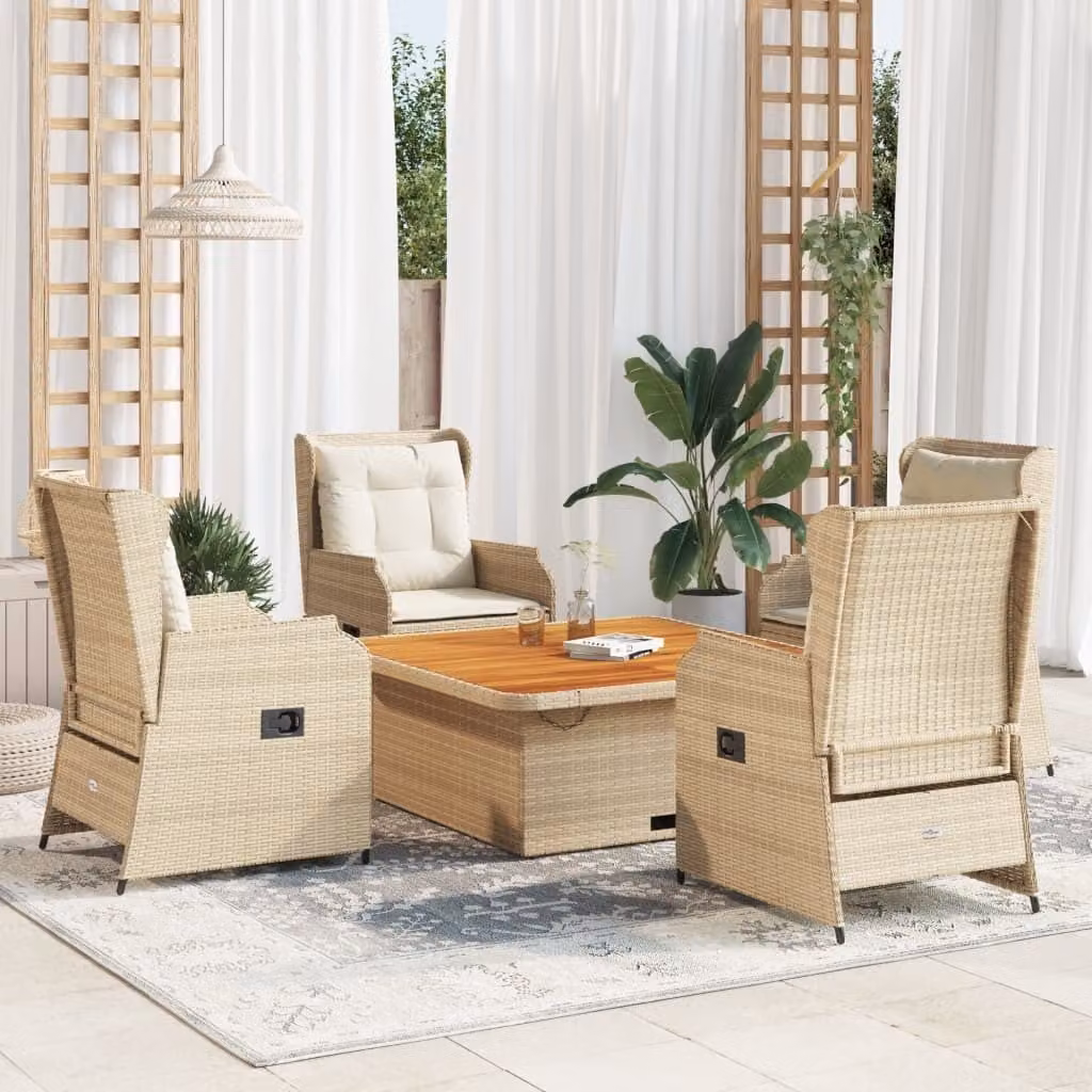 Maison Exclusive - Set da giardino 5 pezzi con cuscini in polyrattan beige